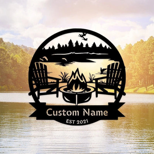 Personalized Metal Campsite Monogram Sign Last Name Sign Custom Metal Sign - 8 inches - metal sign