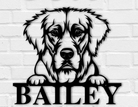 Custom Golden Retriever Dog Metal Sign, Personalized Dog Name Sign, Dog Metal Wall Art, Custom Dog Decor - metal sign