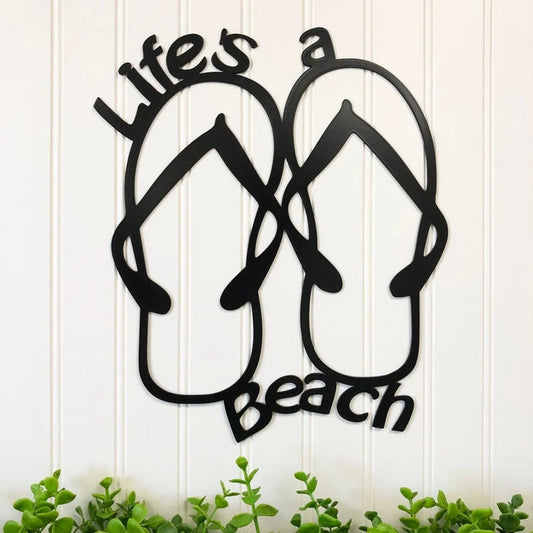 Life's A Beach Decor Wall Art Cut Metal Sign Laser Cut Metal Signs Custom Gift Ideas - metal sign
