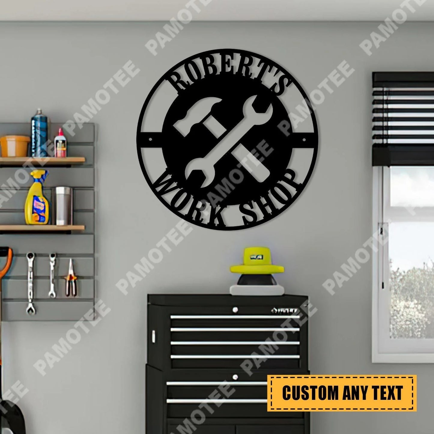 Personalized Name Workshop Metal Wall Hanging, Garage Metal Art, Metal Laser Cut Metal Signs Custom Gift Ideas
