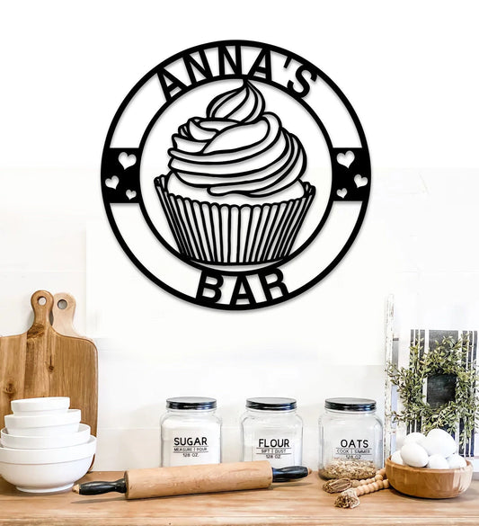 Custom Bakery Wall Art, Cupcake Bar Sign, Metal Wall Cupcake, Baking Wall Drcor, Baking Art, Bakery Wall - metal sign