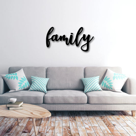 Family Sign, Family Wood Sign, Family Wall Decor, Thanksgiving Decor, Family Word Sign, Wood Cut Out - metal sign