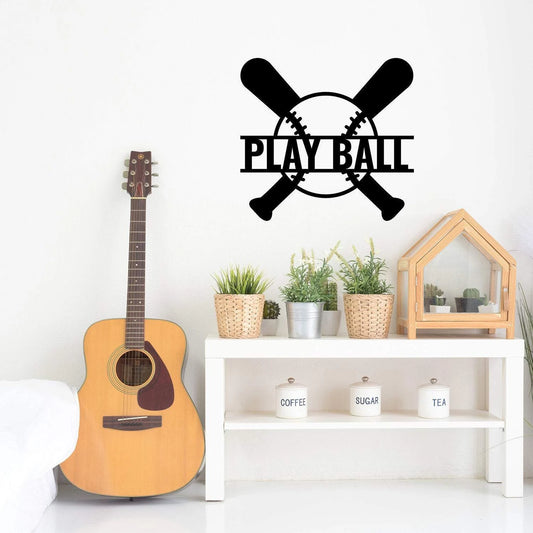 Play Ball Wall Art Decor Cut Metal Sign Laser Cut Metal Signs Custom Gift Ideas - 8 inches - metal sign