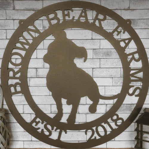 Personalized Pittie Pitbull Metal Dog Sign Cut Metal Sign Metal House Sign