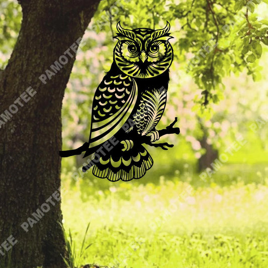 Owl On Branch Tree Metal Art, Steel Garden Decoration, Metal Laser Cut Metal Signs Custom Gift Ideas - 8 inches - metal sign