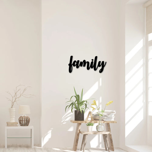 Family Word Sign Metal Wall Decor Family Sign Script Words For The Wall Steel Letters