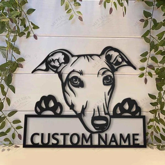 Greyhound Personalized Metal Wall Decor, Cut Metal Sign, Metal Wall Art, Metal House Sign, Metal Laser Cut Metal Signs Custom Gift Ideas - 8 inches - metal sign