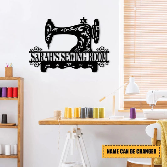 Sewing Machine Metal Sign, Custom Quilting, Seamstress Room Metal Wall Decor, Metal Laser Cut Metal Signs Custom Gift Ideas - 8 inches - metal sign