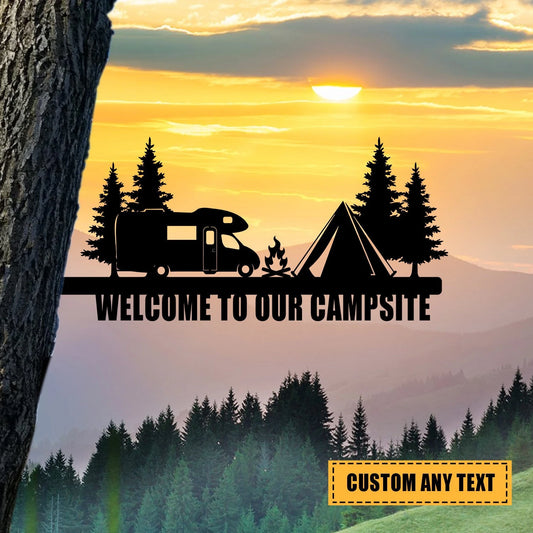 Custom Rv Camping Metal Tree Stake, Gift For Camping Lovers Laser Cut Metal Signs Custom Gift Ideas - 8 inches - metal sign