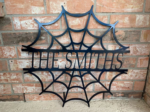 Halloween Spiderweb Personalized Name Cut Metal Sign, Wall Decor Metal Sign, Home Decor Metal Art Laser Cut Metal Signs Custom Gift Ideas