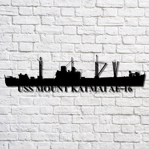 Uss Mount Katmai Ae16 Navy Ship Metal Art, Gift For Navy Veteran, Navy Ships Silhouette Metal Art, Navy Home Decor Laser Cut Metal Signs Custom Gift Ideas