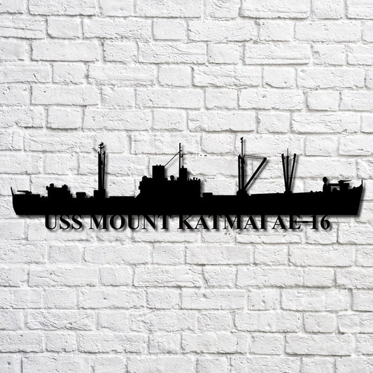 Uss Mount Katmai Ae16 Navy Ship Metal Art, Gift For Navy Veteran, Navy Ships Silhouette Metal Art, Navy Home Decor Laser Cut Metal Signs Custom Gift Ideas