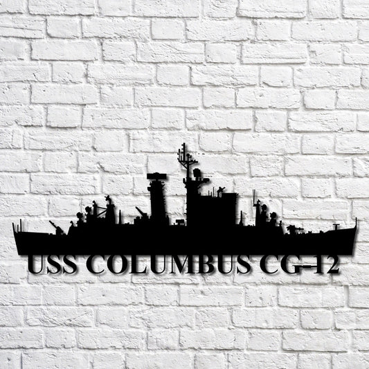 Uss Columbus Cg12 Navy Ship Metal Art, Custom Us Navy Ship Cut Metal Sign, Gift For Navy Veteran, Navy - metal sign