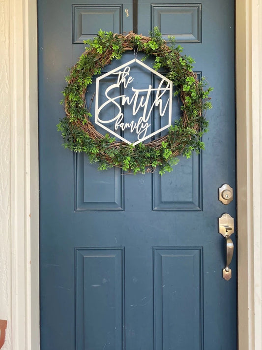 Housewarming gift closing gift house warming gift new home gift custom name sign custom name door hanger wreath ornament door hanger - 8 inches - metal sign