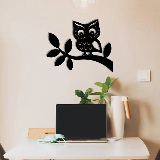 Owl On Tree Decor Wall Art Cut Metal Sign Laser Cut Metal Signs Custom Gift Ideas - 8 inches - metal sign