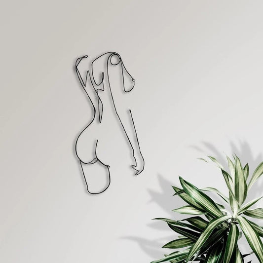 Tricorn Decor Naked Women Minimalist Line Art Sexy Wall Art Metal Wall Decor Metal Art Interior Design Housewarming Gift Naked body - 8 inches - metal sign