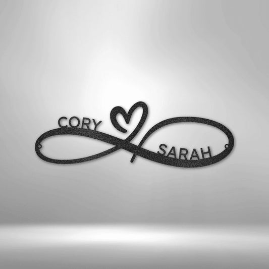 Personalized Infinity Couples Monogram Steel Art Wall Dcor Metal Name Sign Laser Cut Metal Signs Custom Gift Ideas - 8 inches - metal sign