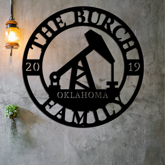 Oil Pump Sign Oilfield Decor Pump Jack Wyoming Decor Derrick Drilling Rig Midwest Art Man Cave Decor Oil Pump Jack - 8 inches - metal sign