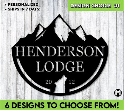 Custom Sign, Lodge Sign, Cabin Sign, Personalized, Nature, Monogram, Lakehouse Sign, Personalized Gift, Housewarming, Mountains Laser Cut Metal Signs Custom Gift Ideas