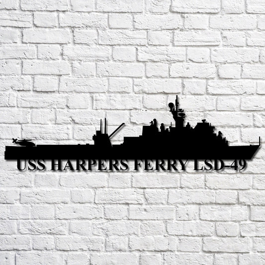 Uss Harpers Ferry Lsd49 Navy Ship Metal Art, Custom Us Navy Ship Cut Metal Sign, Gift For Navy Veteran - metal sign