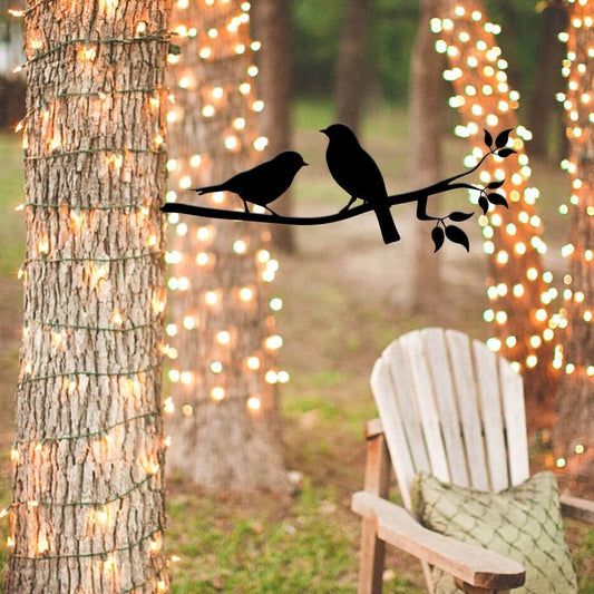 Metal Birds On A Branch Love Birds Rusty Rustic Love Birds Sign Metal Art Tree Decor Birds Lover Signs - 8 inches - metal sign