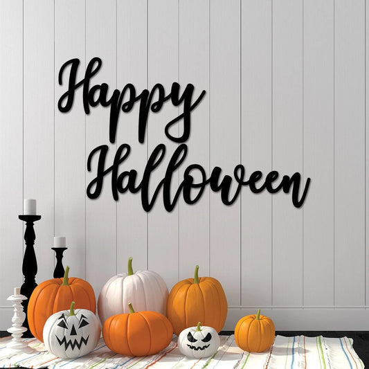 Happy Halloween Porch Sign, Halloween Outdoor Decor, Farmhouse Halloween Decoration, Custom Cursive Metal - metal sign
