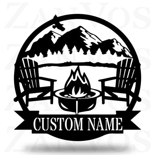 Mountain Campfire Customized Metal Signs, Custom Metal Sign, Custom Signs, Metal Sign, Metal Laser Cut Metal Signs Custom Gift Ideas - 8 inches - metal sign