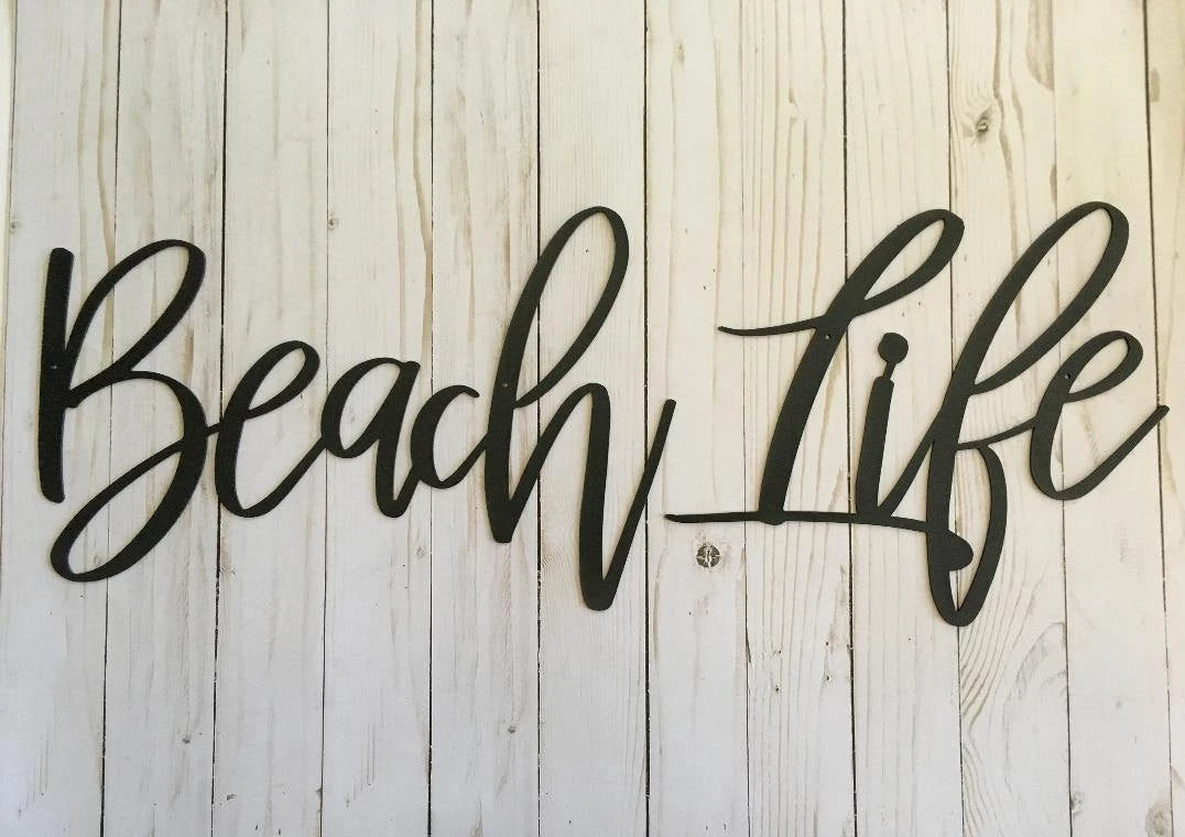 Beach Life Metal Sign Beach House Decor Housewarming Gift Metal Words Beach Life Sign