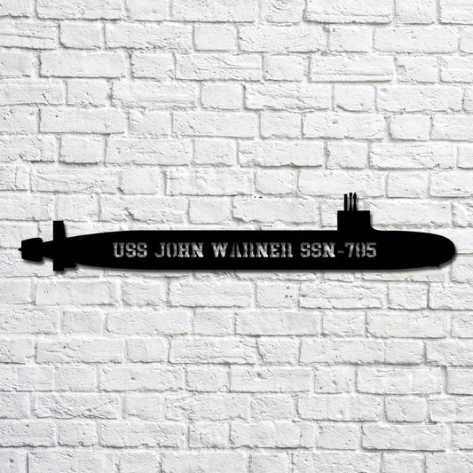 Uss John Warner Ssn785 Navy Ship Metal Art, Custom Us Navy Ship Cut Metal Sign, Gift For Navy Veteran - metal sign