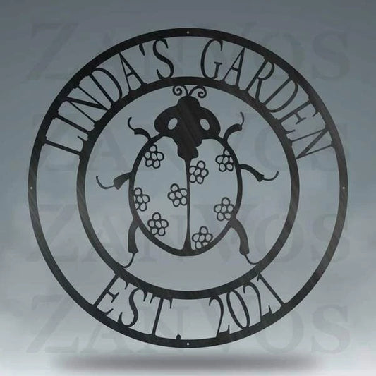 Ladybug Monogram Customized Metal Signs, Custom Metal Sign, Custom Signs, Metal Sign, Metal Laser Cut Metal Signs Custom Gift Ideas - 8 inches - metal sign