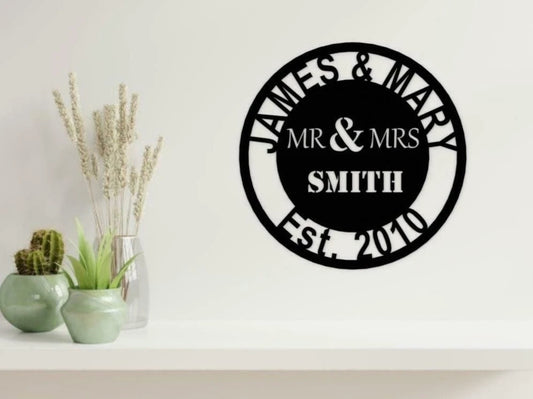 Wedding Anniversary Gift Mr And Mrs Personalised Metal Sign