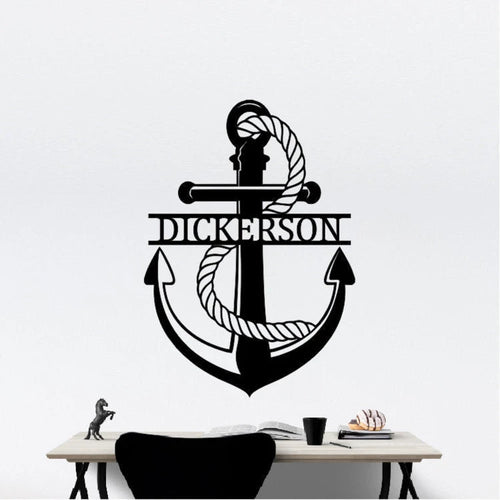 Personalized Family Name Anchor Sign, Metal Wall Decor, Monogram Name Sign, Anchor Decor, Personalized Home Decor, Metal Wall Art, Laser Cut Metal Signs Custom Gift Ideas