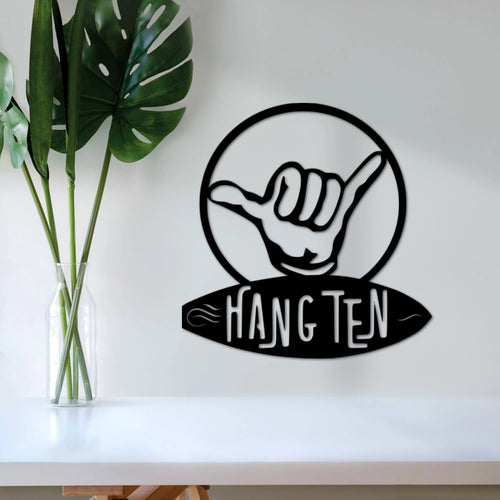 Hang Ten Sign Surf Art Surfing Decor Gifts For Surfer Hawaiian Decor Ocean Gift For Him Or Her