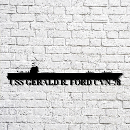 Uss Gerald R. Ford Cvn78 Navy Ship Metal Art, Custom Us Navy Ship Cut Metal Sign, Gift For Navy Veteran - metal sign