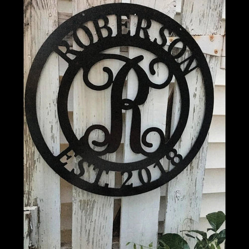 Door Hanger Personalized Metal Acm Circle Family & Established Date Wall Decor Housewarming Gift Monogram Sign Laser Cut Metal Signs Custom Gift Ideas