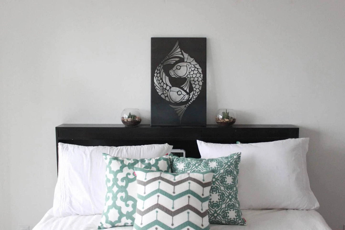 Koi Fish Sign Yin Yang Sign Pisces Sign Wall Decor Rustic Office Decor Metal Art