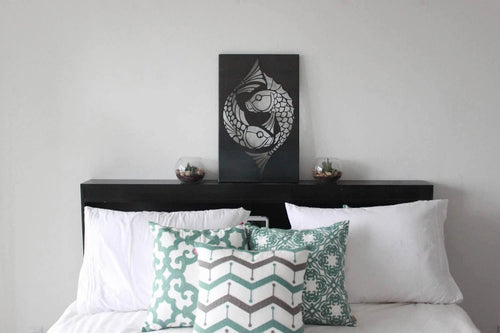 Koi Fish Sign Yin Yang Sign Pisces Sign Wall Decor Rustic Office Decor Metal Art