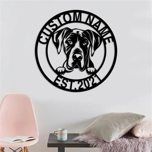 Personalized Great Dane Dog Sign, Great Dane Dog Sign, Great Dane Dog Gifts, Pet Name Sign, Gift For Pet - metal sign