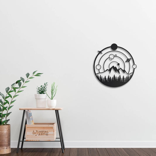 Space & Nature (Circle) Decor Wall Art Cut Metal Sign Laser Cut Metal Signs Custom Gift Ideas - 8 inches - metal sign