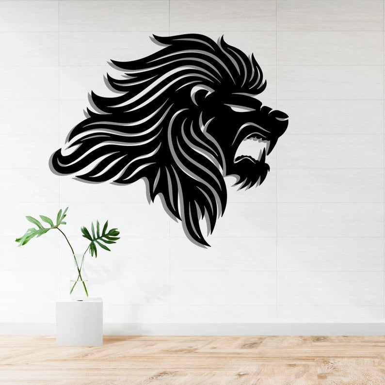 Lion Head Wall Art Decor Cut Metal Sign Laser Cut Metal Signs Custom Gift Ideas