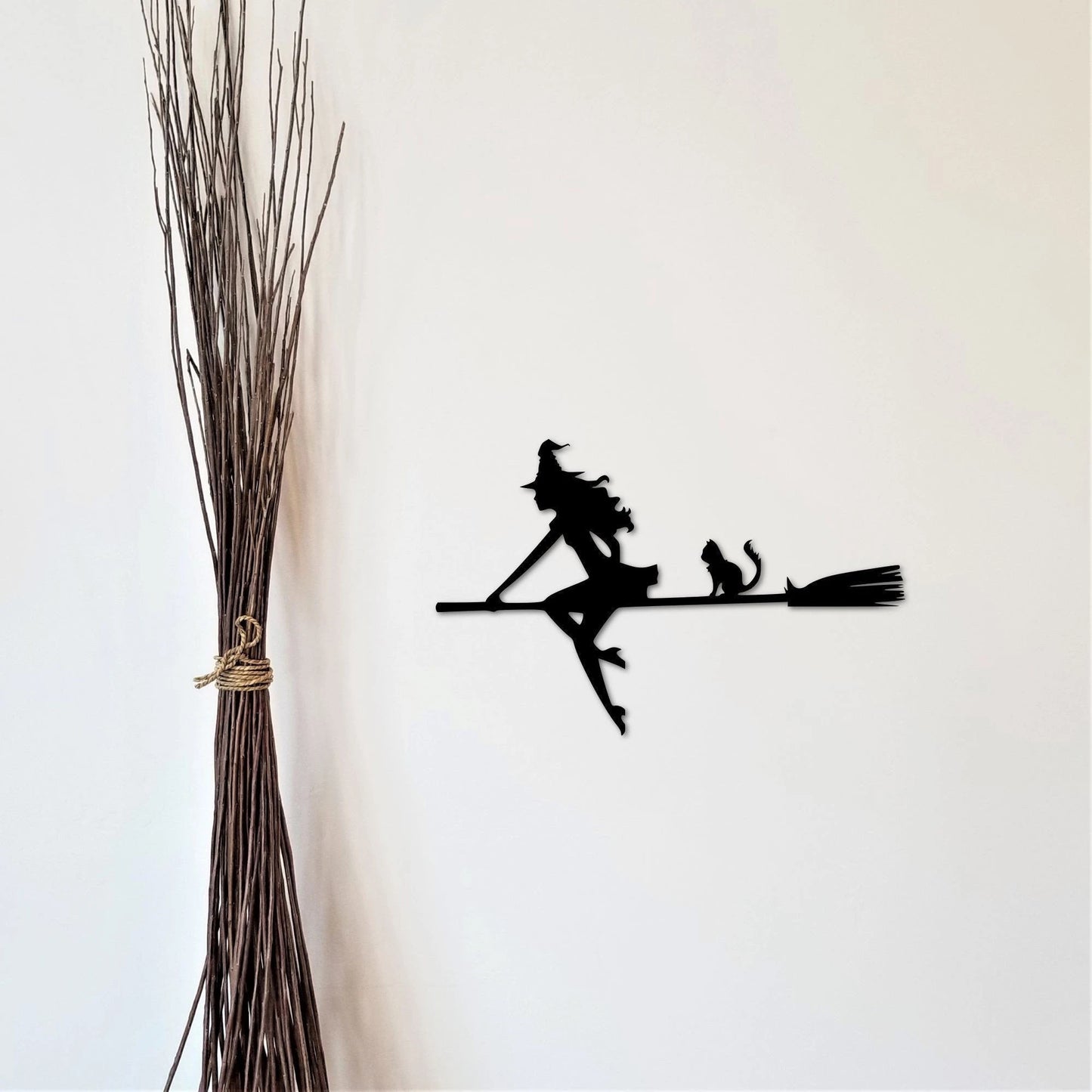 Halloween Witch And Cat Corner Sign Metal Wall Door Corner Halloween Decor Front Door Hanger Witch Decor Happy Halloween Display