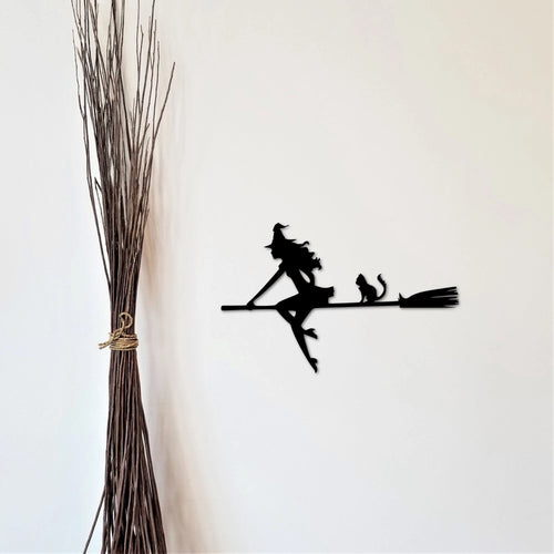 Halloween Witch And Cat Corner Sign Metal Wall Door Corner Halloween Decor Front Door Hanger Witch Decor Happy Halloween Display