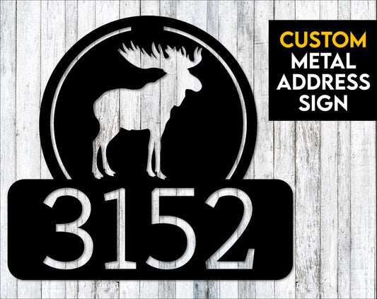 Moose Custom Metal Address Sign Custom Address Sign 14g Steel Laser Cut Metal Signs Custom Gift Ideas - 8 inches - metal sign