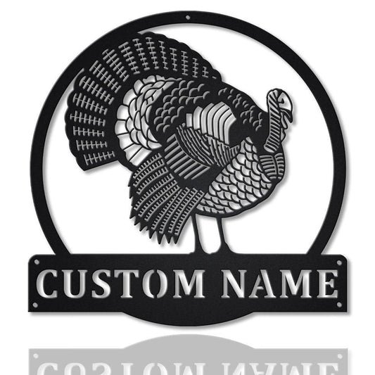 Personalized Turkey Bird Monogram Metal Sign Art , Custom Turkey Bird Metal Sign, Animal Lover Sign - metal sign