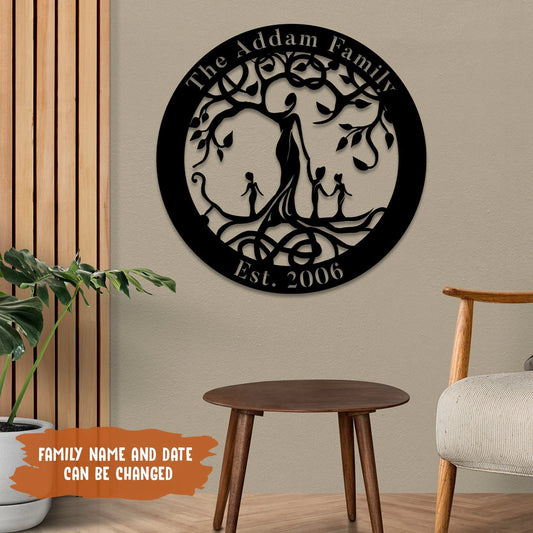Personalized Any Text Mom And Kids Tree Of Life Metal Art, Gift For Mother Laser Cut Metal Signs Custom Gift Ideas - 8 inches - metal sign
