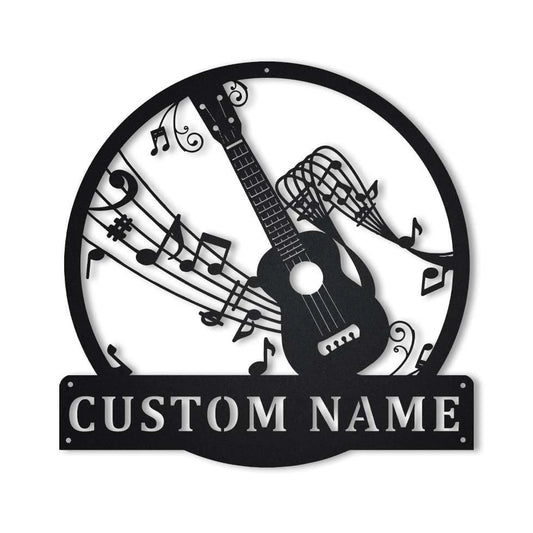 Personalized Ukulele Music Monogram Metal Sign Art, Custom Ukulele Music Monogram Metal Sign, Ukulele - metal sign