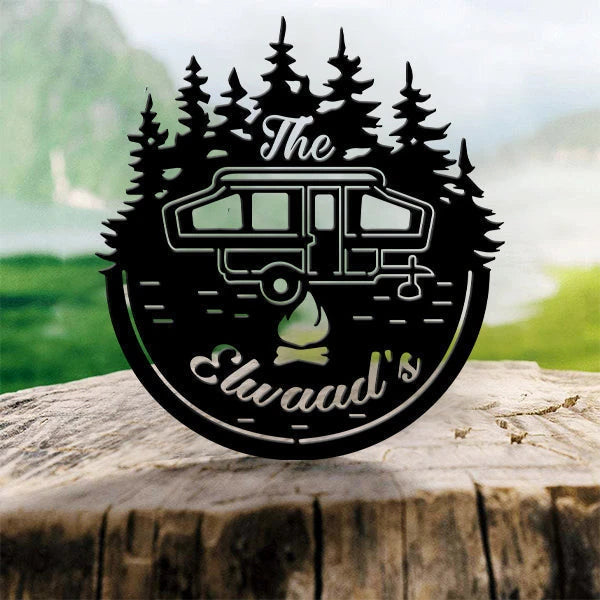 Camping Customized Family Name Metal Wall Art Laser Cut Metal Signs Custom Gift Ideas