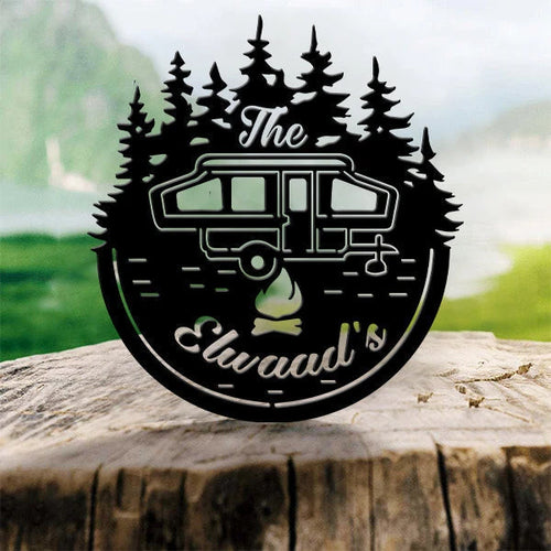 Camping Customized Family Name Metal Wall Art Laser Cut Metal Signs Custom Gift Ideas