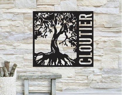 Personalized Family Name Tree Of Life Sign, Metal Wall Decor, Monogram Name Sign, Home Decor, Personalized Tree Of Life Decor, Laser Cut Metal Signs Custom Gift Ideas