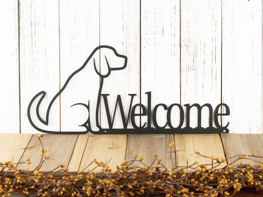 Dog Welcome Sign Labrador Outdoor Dog Lover Gift Dog Plaque - 8 inches - metal sign